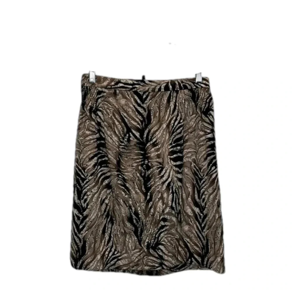 John Roberts size 12 fun pattern pencil skirt zipper back small slit skirt skirt